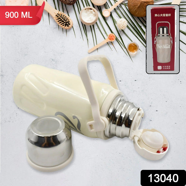 Stainless Steel Vacuum Insulated Water Bottle – Leak Proof Flask with Steel Cup